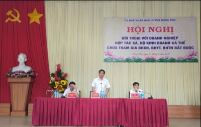 Đồng Phú đối thoại với doanh nghiệp về tham gia BHXH, BHYT, BHTN bắt buộc trên địa bàn huyện Đồng Phú.