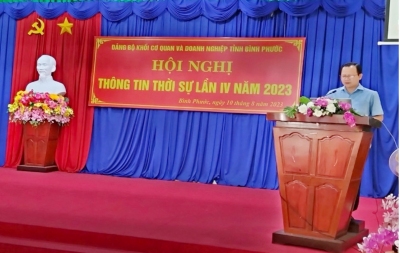 Đảng ủy Khối Cơ quan và Doanh nghiệp tỉnh Bình Phước tổ chức Hội nghị thông tin thời sự lần thứ 4/2023