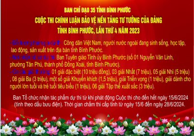 Cuộc thi chính luận về bảo vệ nền tảng tư tưởng của Đảng trên địa bàn tỉnh Bình Phước lần thứ tư năm 2024